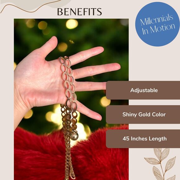 Gold Chain Belt For Waist Or Hip Greek Goddess Toga Thin Designer Gypsy🐙 - Picture 3 of 9